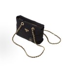 PRADA Re-Edition 1995 Chaine Metal logo diamond-patterned Tote bag, Tote bag, shopping bag, wandering bag, parachute bag, crossbody single-shoulder bag, women\'s black style